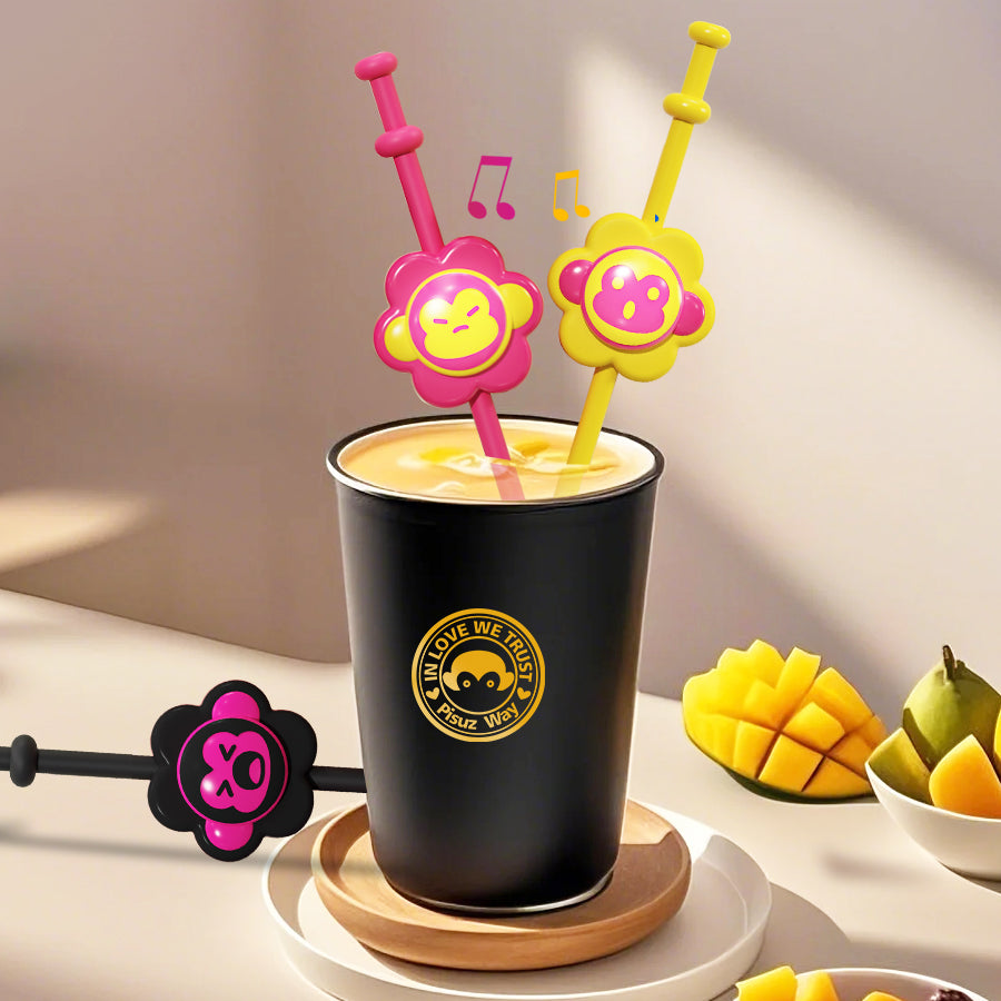 Music straw blind box happy song straw surprise box creative design blind box gift parent-child gift accessories silicone straw