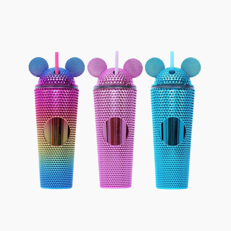 【Pisuz Way】Water Bottle double wall 710ml plastic durian tumbler durian cup with cute mickey lid cap cover