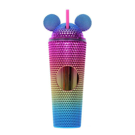 【Pisuz Way】Water Bottle double wall 710ml plastic durian tumbler durian cup with cute mickey lid cap cover