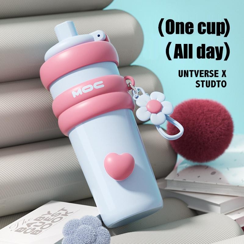 【Pisuz Way】Ceramic liner thermos cup 750ml giant thermos cup girls high-value student large capacity portable straw cup
