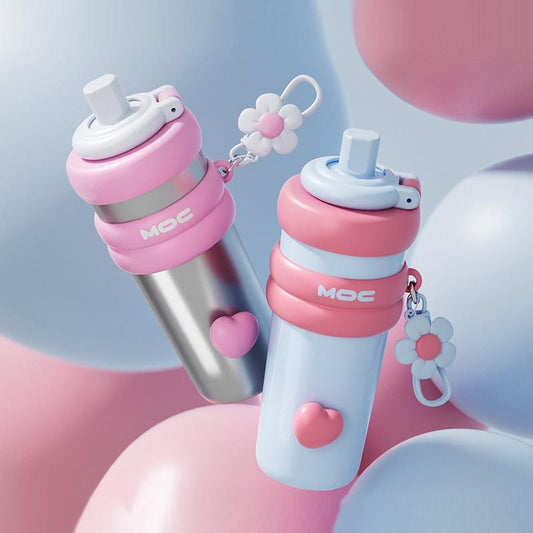 【Pisuz Way】Ceramic liner thermos cup 750ml giant thermos cup girls high-value student large capacity portable straw cup