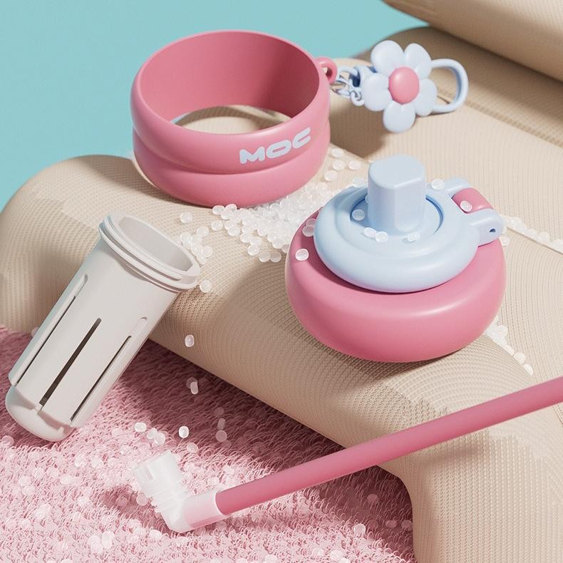 【Pisuz Way】Ceramic liner thermos cup 750ml giant thermos cup girls high-value student large capacity portable straw cup