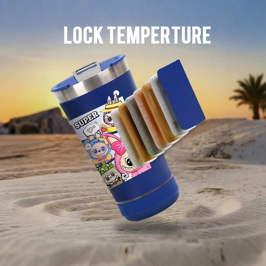 [Pisuz Way] Stainless steel thermos cup Outdoor ice bar cup with bottle opener Bluetooth car cup beer bottle opener detachable base