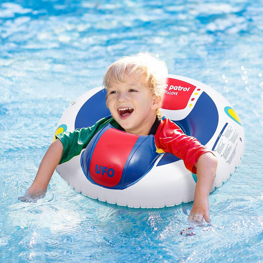 2023Baby Swimming Ring Float, 23'' Inflatable Swimming Pool Float Swimming Pool Toys with UFO Pattern Kids Pool Float Tube Floaty Swim Party Toys for Summer Beach Water Float Party for 2-10 Years Kids