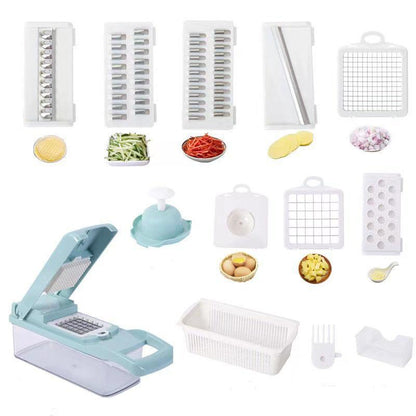 【Pisuz Way】 15 in 1 Multifunctional Vegetable Chopper shredders slicer with basket fruit potato chopper carrot grater slicer mandoline