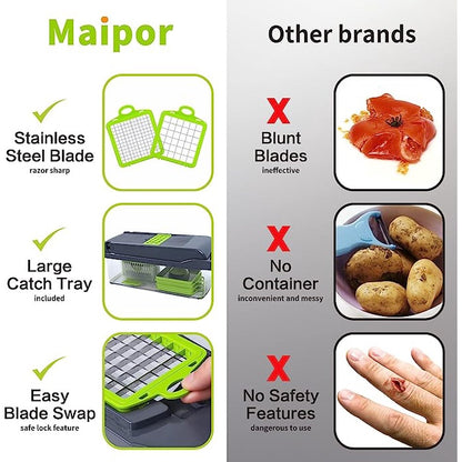 【Pisuz Way】 15 in 1 Multifunctional Vegetable Chopper shredders slicer with basket fruit potato chopper carrot grater slicer mandoline