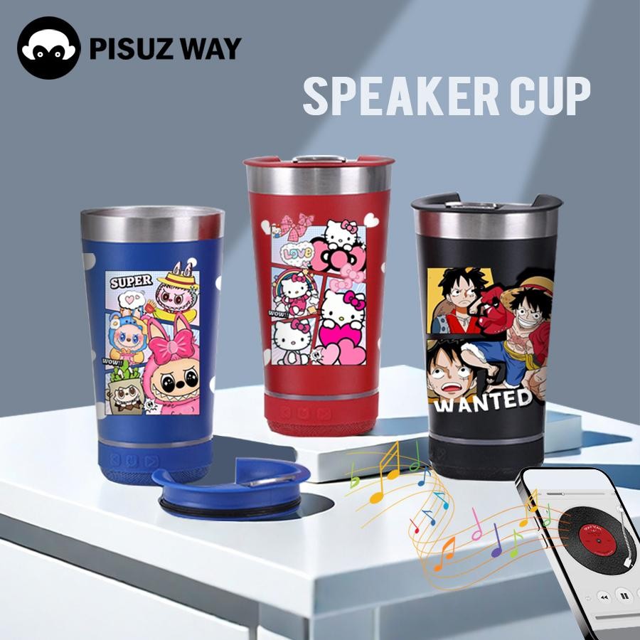 [Pisuz Way] Stainless steel thermos cup Outdoor ice bar cup with bottle opener Bluetooth car cup beer bottle opener detachable base