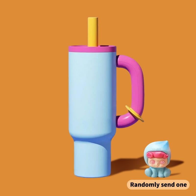 Thermos Cup Large Capacity 40oz Large Ice Cup Vacuum Cup Stainless Steel Straw Cup