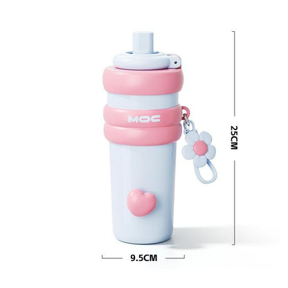 【Pisuz Way】Ceramic liner thermos cup 750ml giant thermos cup girls high-value student large capacity portable straw cup