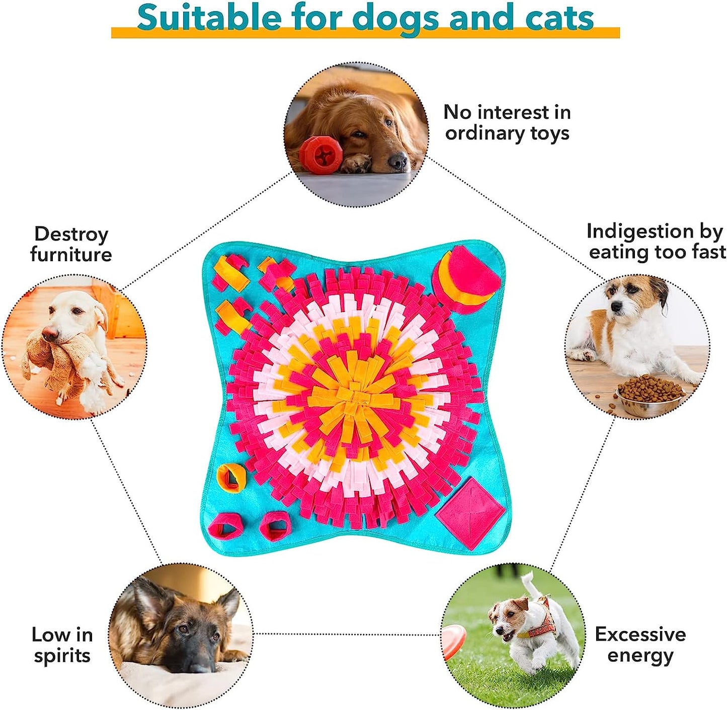 2023Snuffle Mat for Dogs, Washable Pet Feeding Mat, Dog Puzzle Toys Interactive Game for Large Dog and Puppies