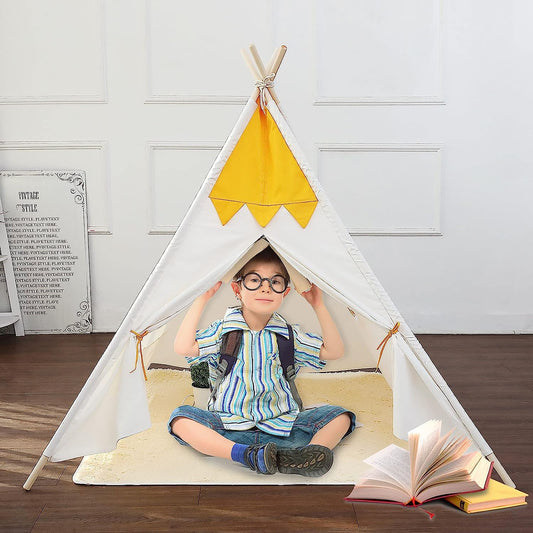 2023Teepee Tent for Kids with Plush Mat With Storage Bag & Window Foldable Play Tent Kids Playhouse Festival Birthday Present Gift for Kids Party Supplies Props for Boys and Girls Toddler Indoor Outdoor
